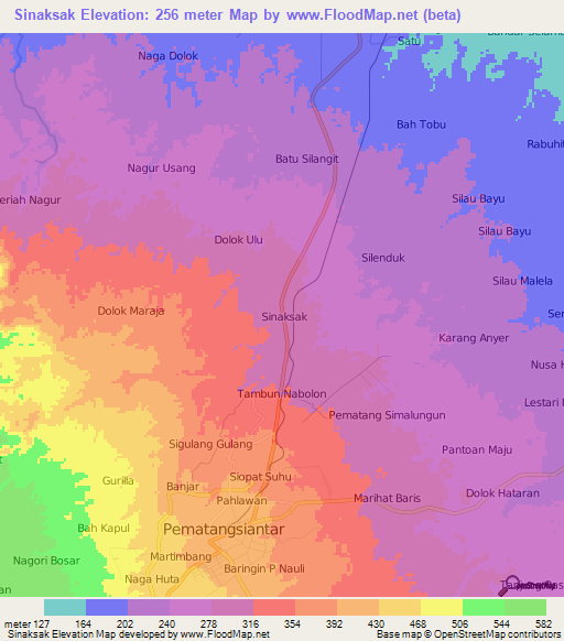 Sinaksak,Indonesia Elevation Map