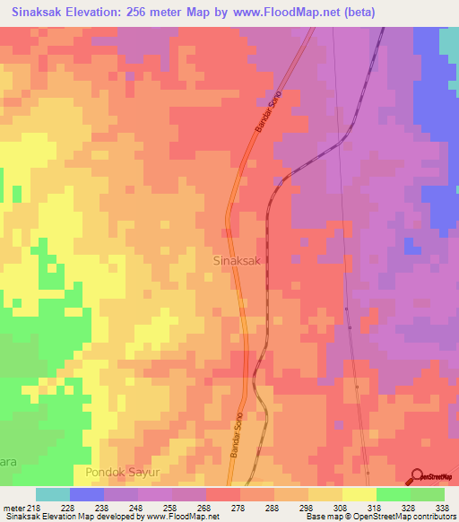 Sinaksak,Indonesia Elevation Map