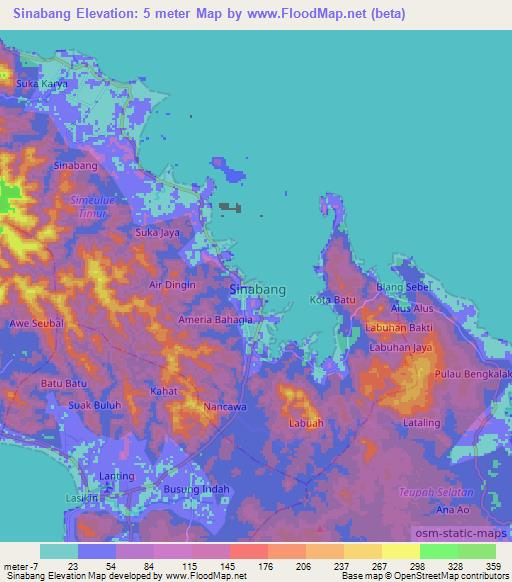 Sinabang,Indonesia Elevation Map