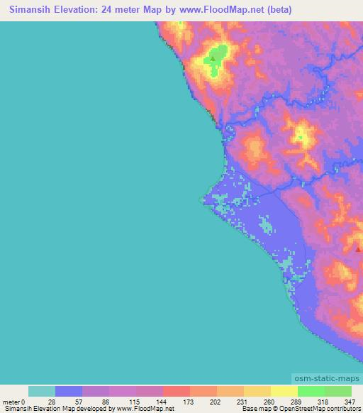 Simansih,Indonesia Elevation Map