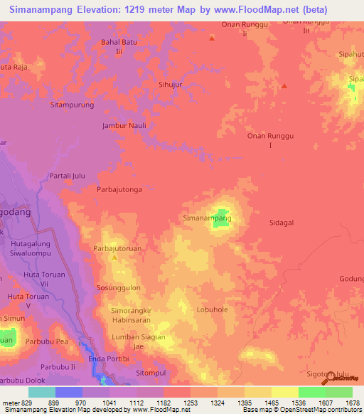 Simanampang,Indonesia Elevation Map