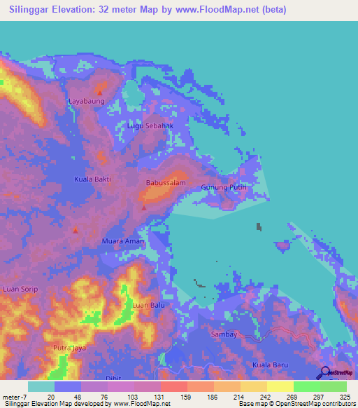 Silinggar,Indonesia Elevation Map