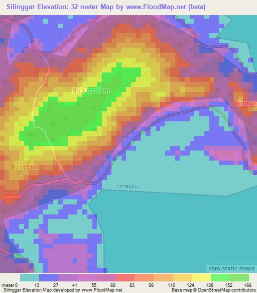 Silinggar,Indonesia Elevation Map