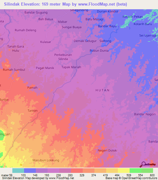 Silindak,Indonesia Elevation Map