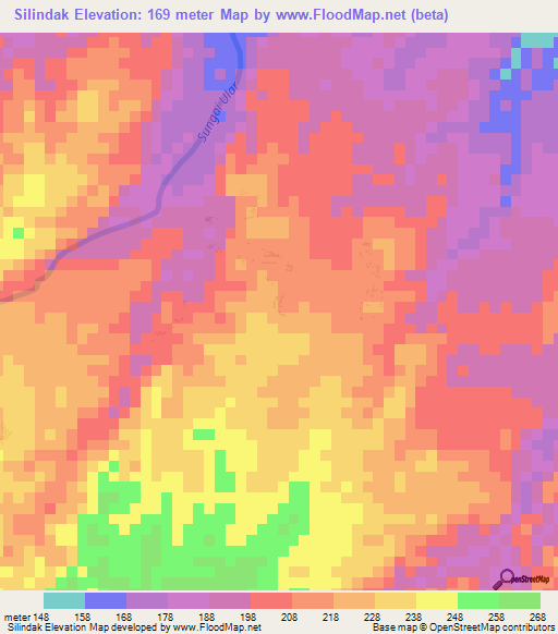 Silindak,Indonesia Elevation Map