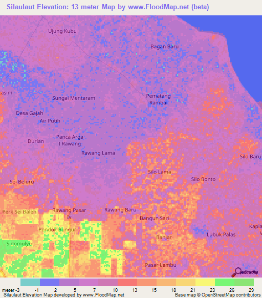 Silaulaut,Indonesia Elevation Map