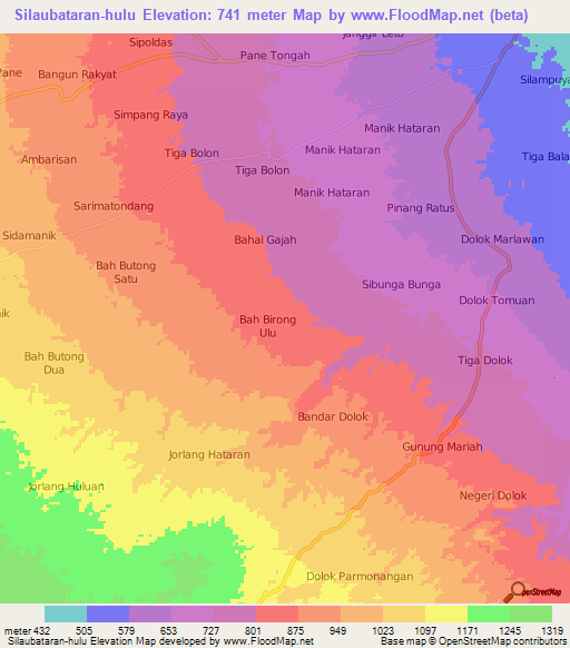 Silaubataran-hulu,Indonesia Elevation Map