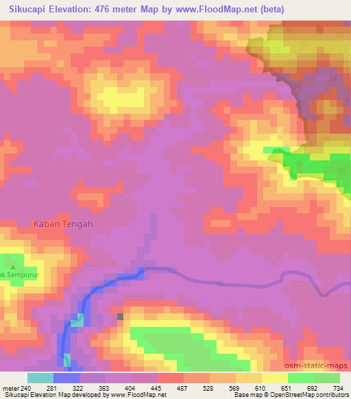 Sikucapi,Indonesia Elevation Map