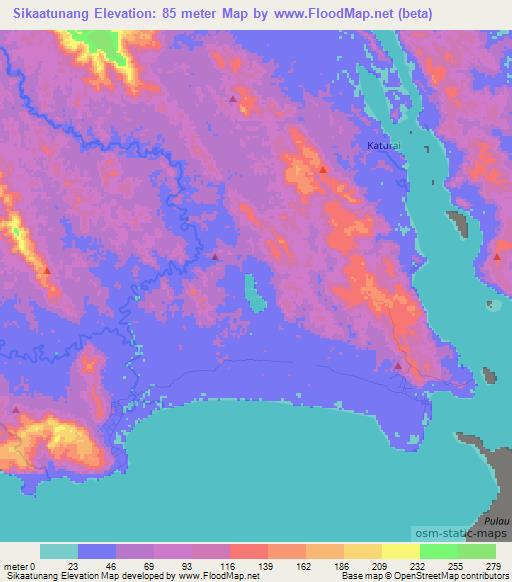 Sikaatunang,Indonesia Elevation Map