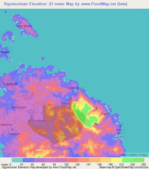 Sigoisooinan,Indonesia Elevation Map