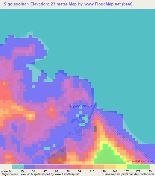 Sigoisooinan,Indonesia Elevation Map