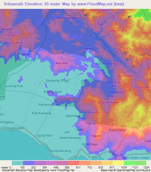 Siduamaih,Indonesia Elevation Map