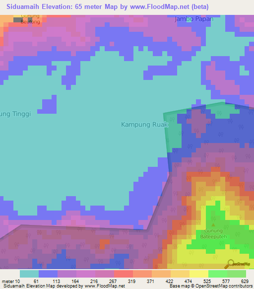 Siduamaih,Indonesia Elevation Map