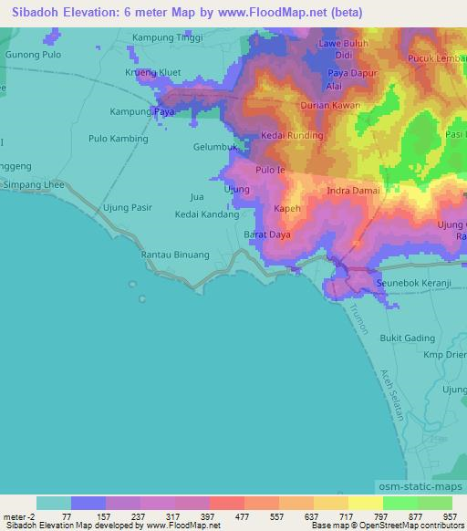 Sibadoh,Indonesia Elevation Map