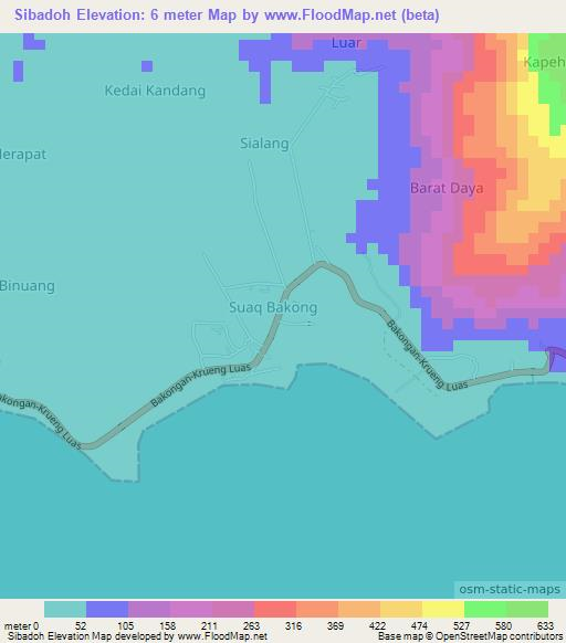 Sibadoh,Indonesia Elevation Map