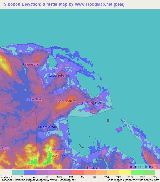 Siboboh,Indonesia Elevation Map