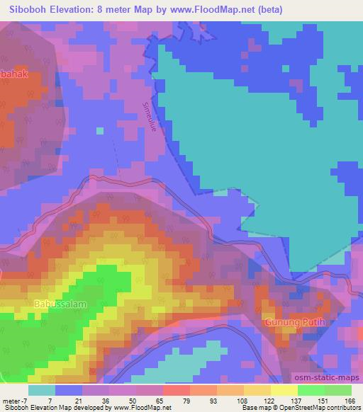 Siboboh,Indonesia Elevation Map