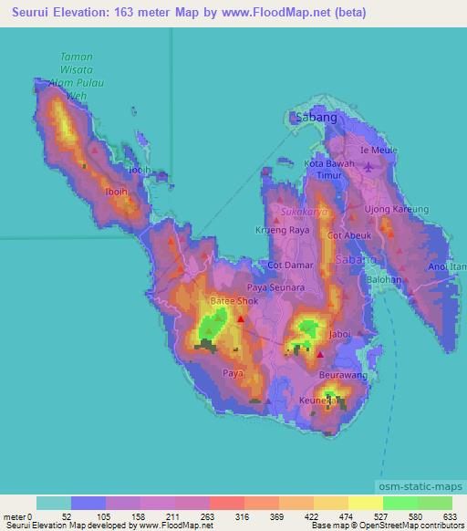 Seurui,Indonesia Elevation Map