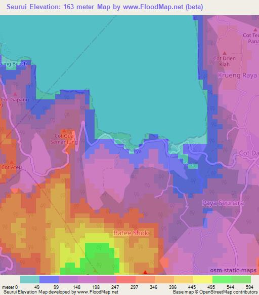 Seurui,Indonesia Elevation Map