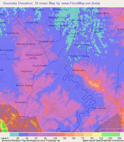 Seureuke,Indonesia Elevation Map