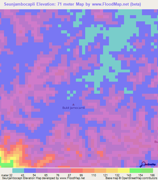 Seunjambocapli,Indonesia Elevation Map