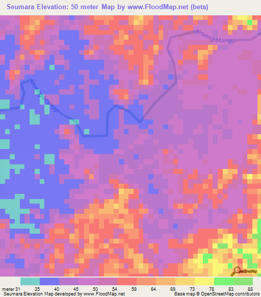 Seumara,Indonesia Elevation Map