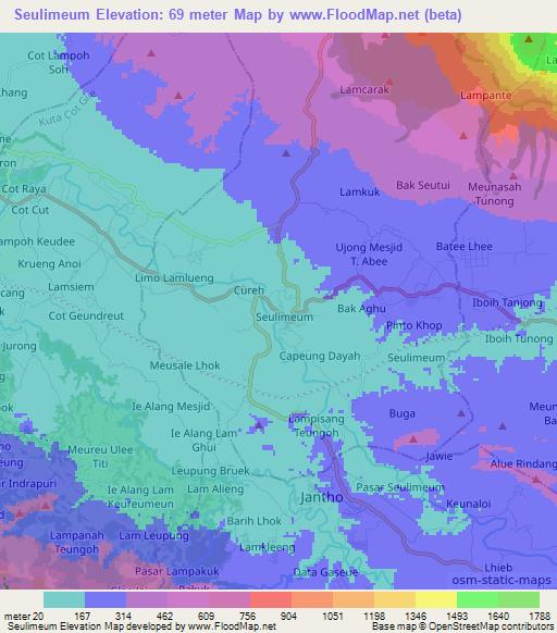 Seulimeum,Indonesia Elevation Map