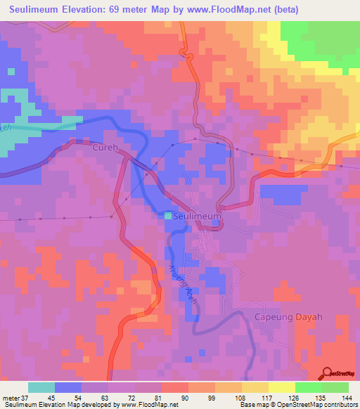 Seulimeum,Indonesia Elevation Map