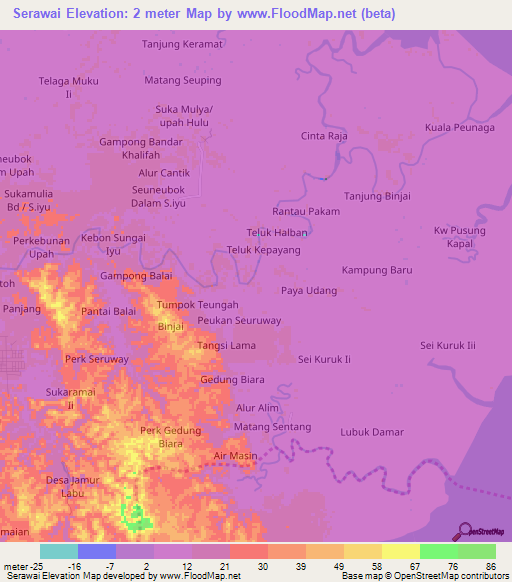 Serawai,Indonesia Elevation Map