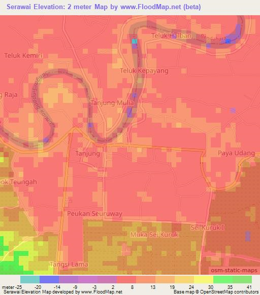 Serawai,Indonesia Elevation Map