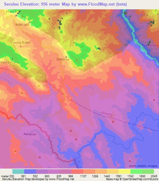 Seruleu,Indonesia Elevation Map