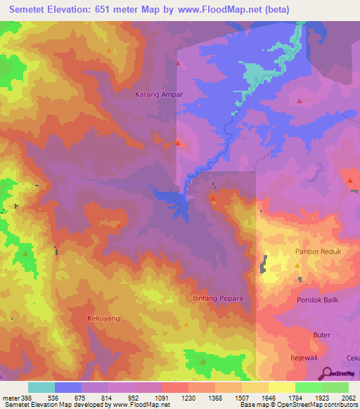 Semetet,Indonesia Elevation Map