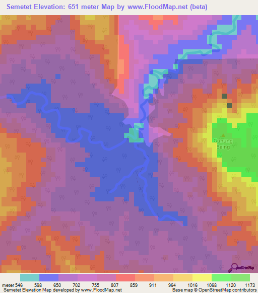 Semetet,Indonesia Elevation Map