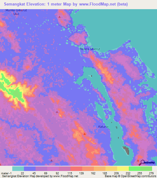 Semangkat,Indonesia Elevation Map