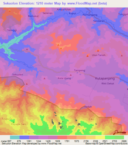 Sekuolon,Indonesia Elevation Map