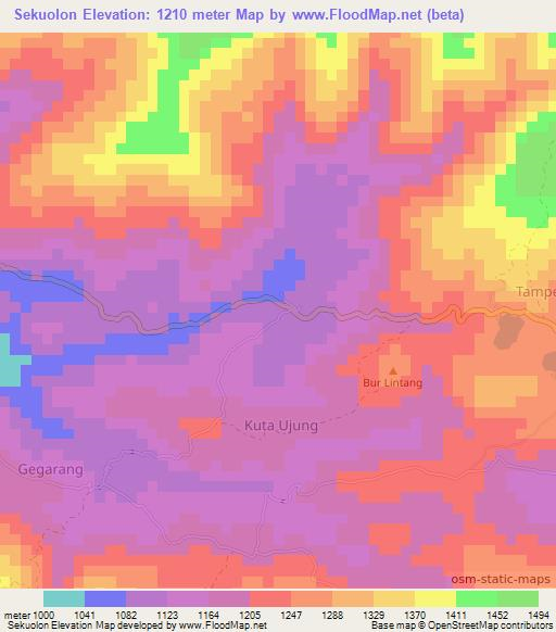 Sekuolon,Indonesia Elevation Map