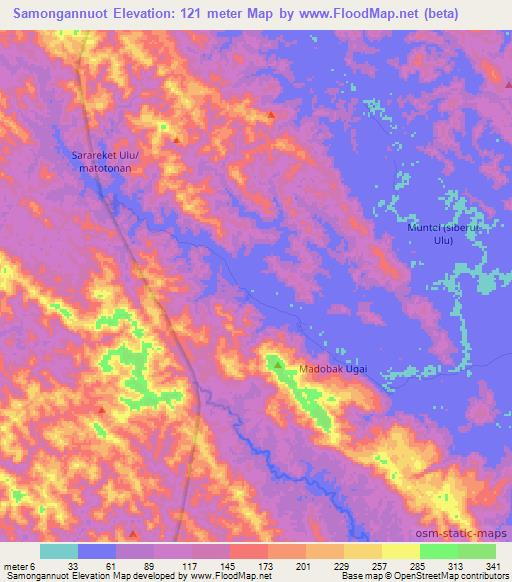 Samongannuot,Indonesia Elevation Map