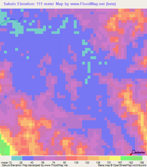 Sakulo,Indonesia Elevation Map