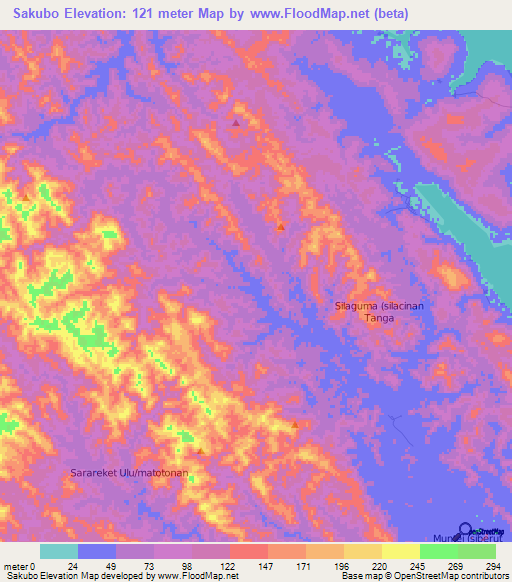 Sakubo,Indonesia Elevation Map