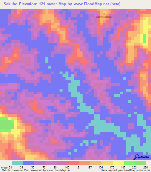 Sakubo,Indonesia Elevation Map