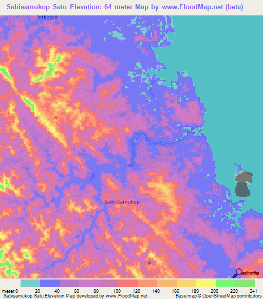 Sabisamukop Satu,Indonesia Elevation Map