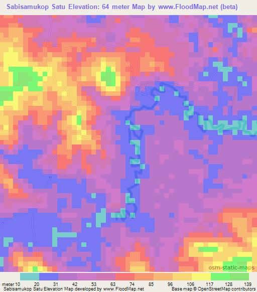 Sabisamukop Satu,Indonesia Elevation Map