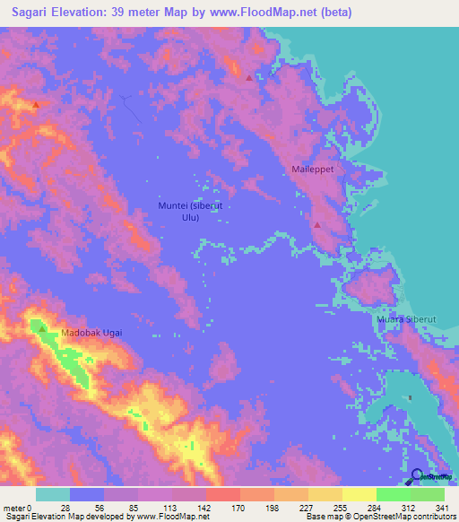 Sagari,Indonesia Elevation Map