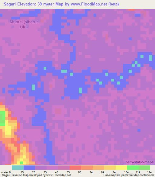 Sagari,Indonesia Elevation Map