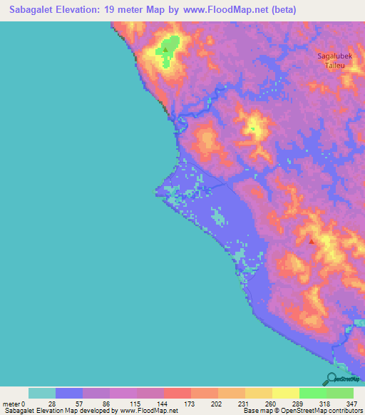 Sabagalet,Indonesia Elevation Map