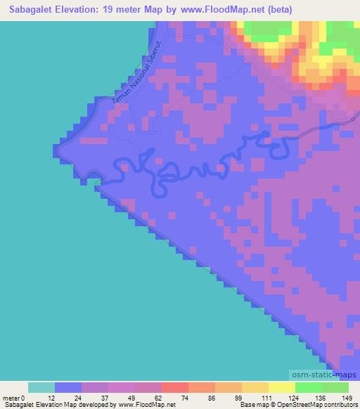 Sabagalet,Indonesia Elevation Map