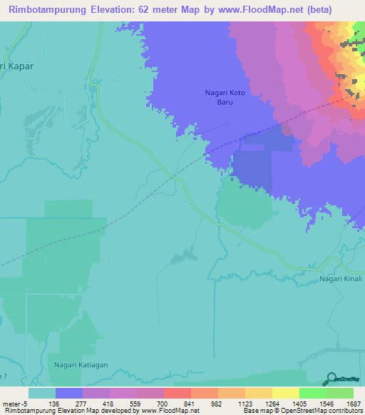 Rimbotampurung,Indonesia Elevation Map