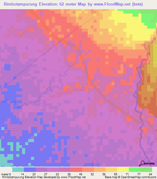 Rimbotampurung,Indonesia Elevation Map