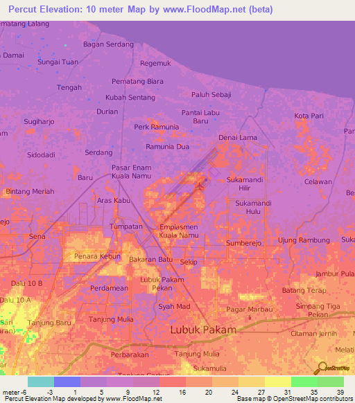 Percut,Indonesia Elevation Map