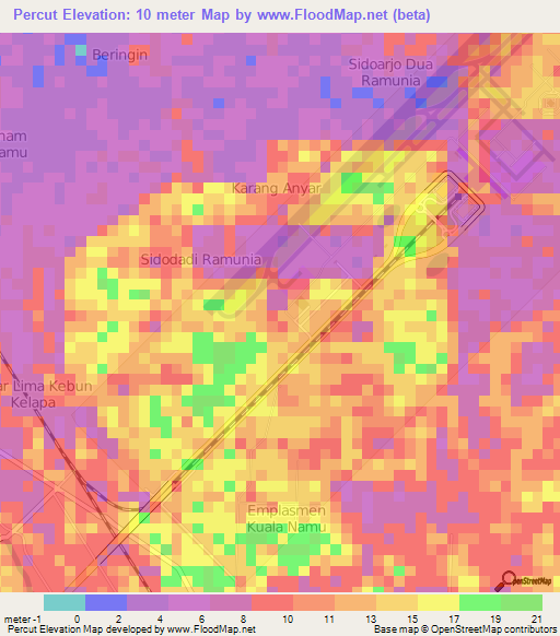 Percut,Indonesia Elevation Map